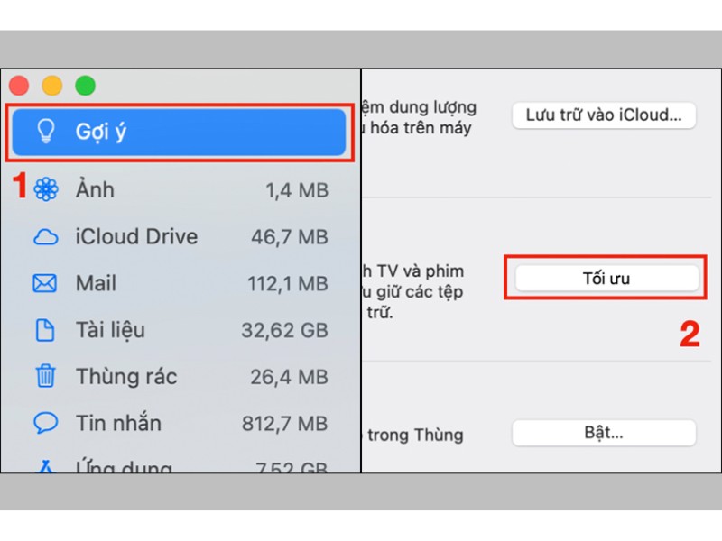 Sử dụng tính năng "Optimize Storage" của macOS