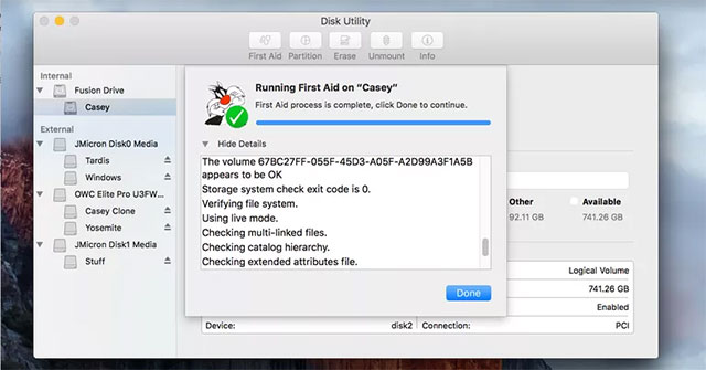 Sử dụng First Aid trong Disk Utility
