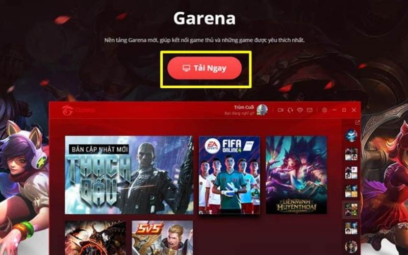 Truy cập trang web Garena