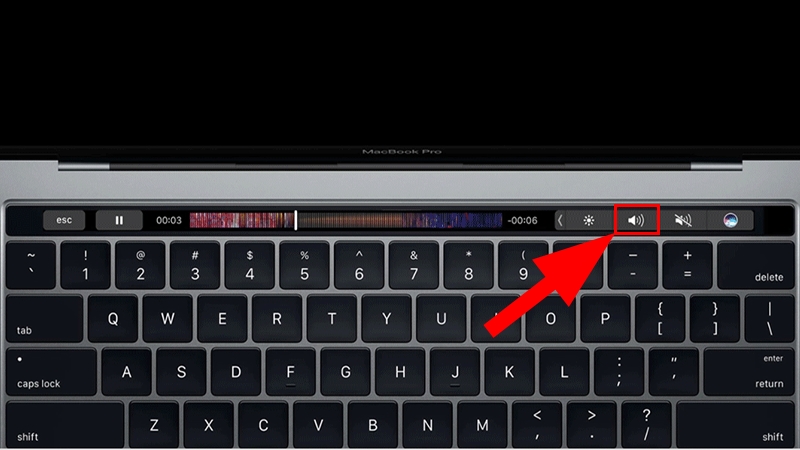 Nhấn vào nút âm lượng ở góc phải của Touch Bar