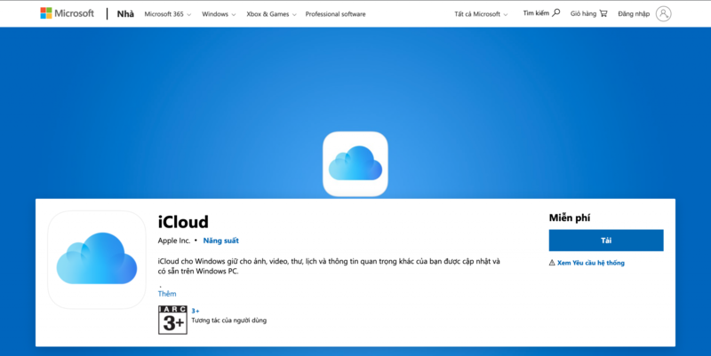 Tải ứng dụng iCloud từ Microsoft Store