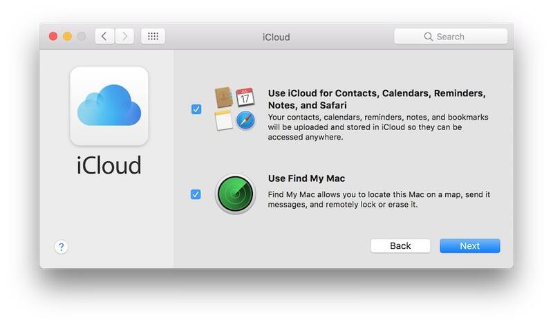 Bật các tùy chọn iCloud