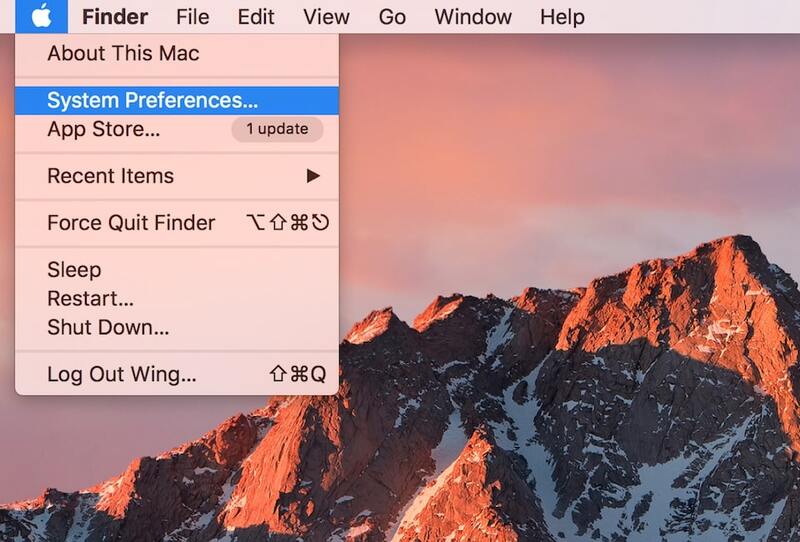 Bấm vào System Preferences