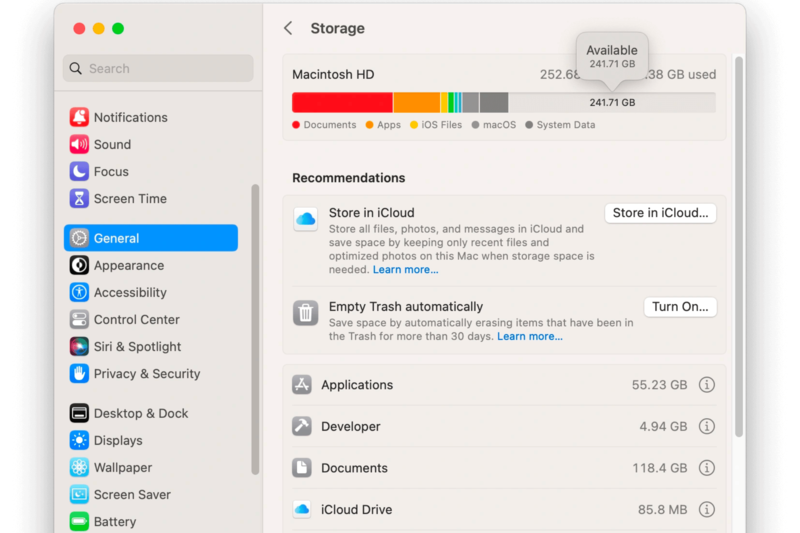 Dọn dẹp dung lượng ổ cứng trước khi cập nhật Mac Os