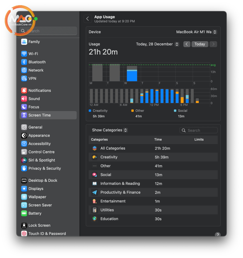 Chọn Screen Time