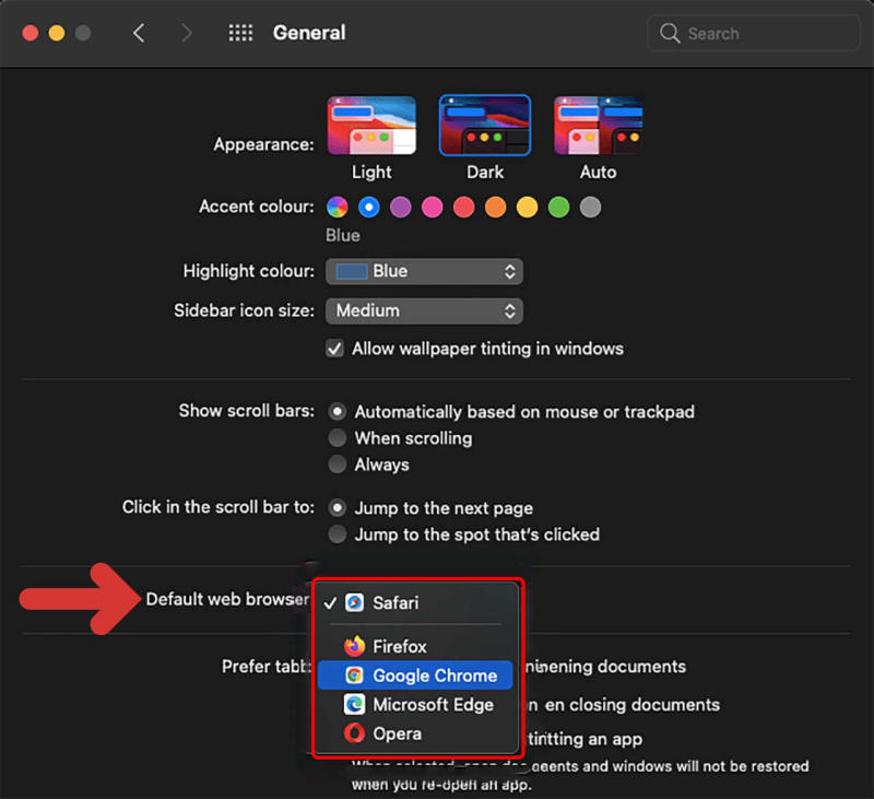 Cách đặt Google Chrome làm trình duyệt mặc định trên Mac