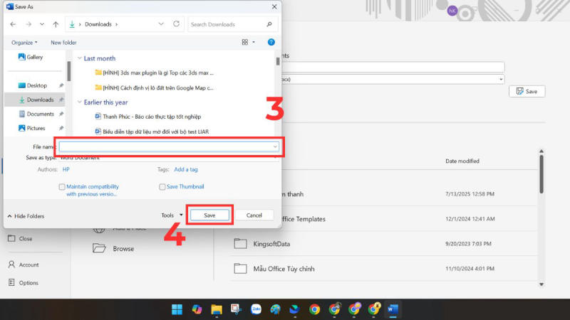 Đổi tên file và định dạng lại về chuẩn .docx
