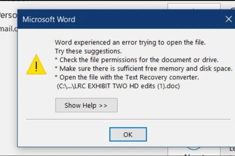 Sử dụng tính năng "Open and Repair" để khôi phục nội dung file